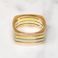 Rose, Green, White, & Yellow 18k Gold Stacked Band