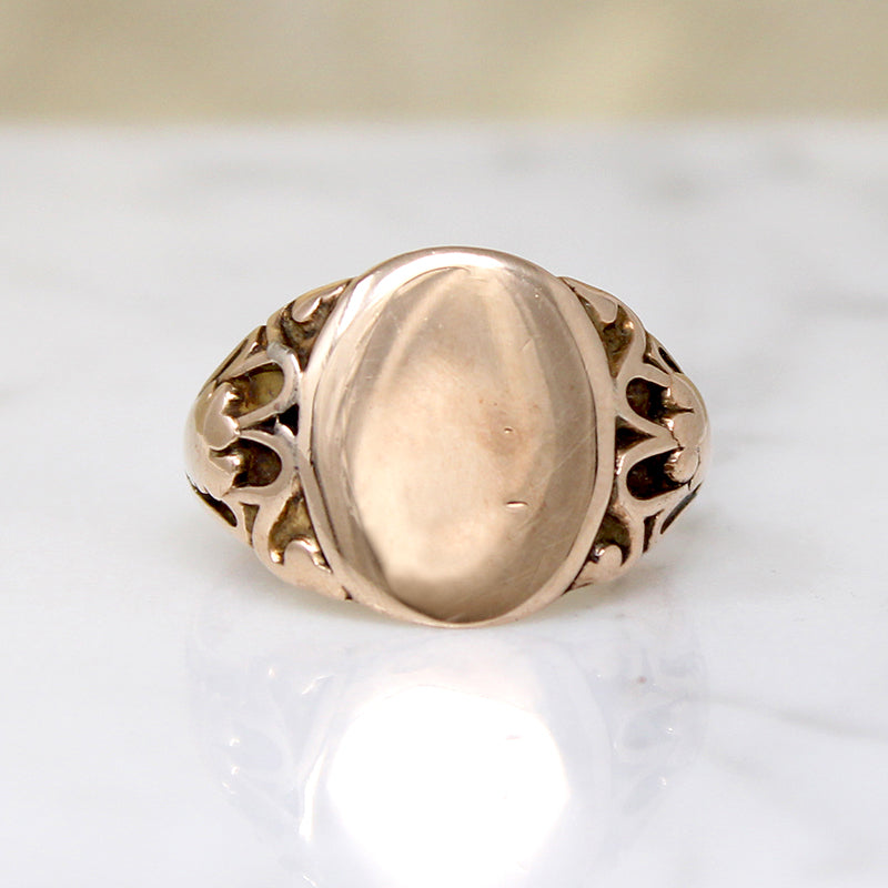 Striking 10k Gold Art Nouveau Signet Ring