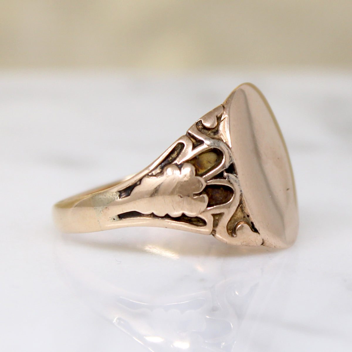 Striking 10k Gold Art Nouveau Signet Ring