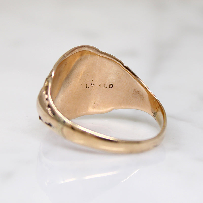 Striking 10k Gold Art Nouveau Signet Ring