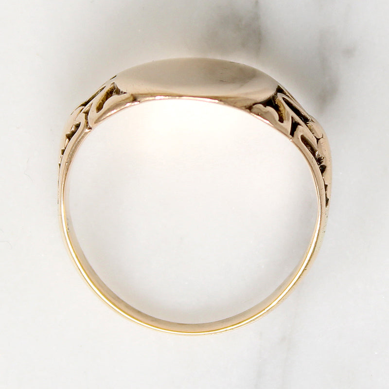Striking 10k Gold Art Nouveau Signet Ring