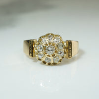 Old Mine Cushion Cut Diamond Cluster Ring c1880