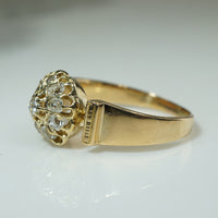 Old Mine Cushion Cut Diamond Cluster Ring c1880