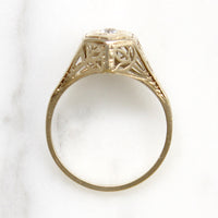 Pale Yellow Gold Foliate Motif Diamond Solitaire