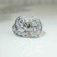 Gorgeous Late Deco OEC Diamond Swirl Ring