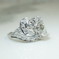 Gorgeous Late Deco OEC Diamond Swirl Ring