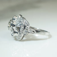 Gorgeous Late Deco OEC Diamond Swirl Ring