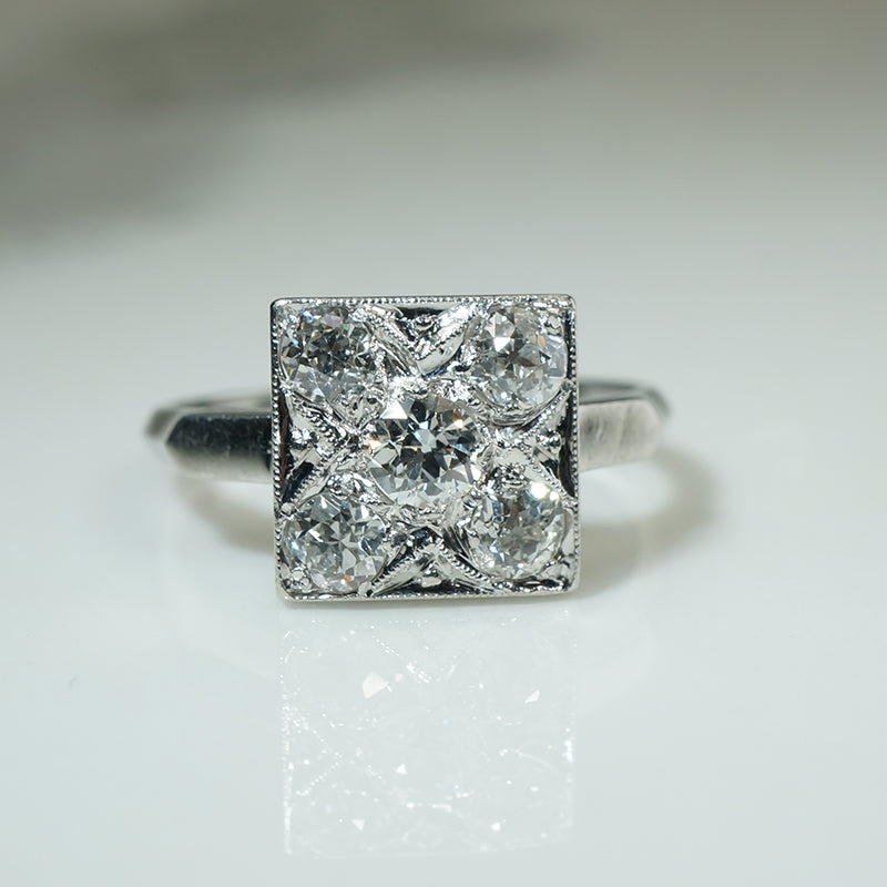Brilliant Platinum and OMC Diamond Ring