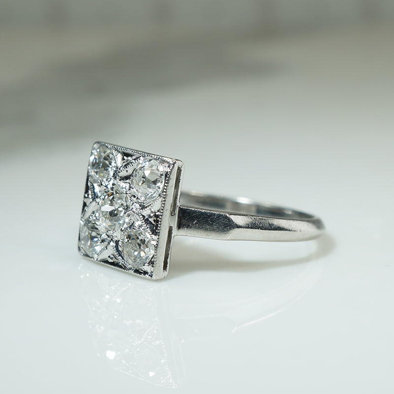 Brilliant Platinum and OMC Diamond Ring