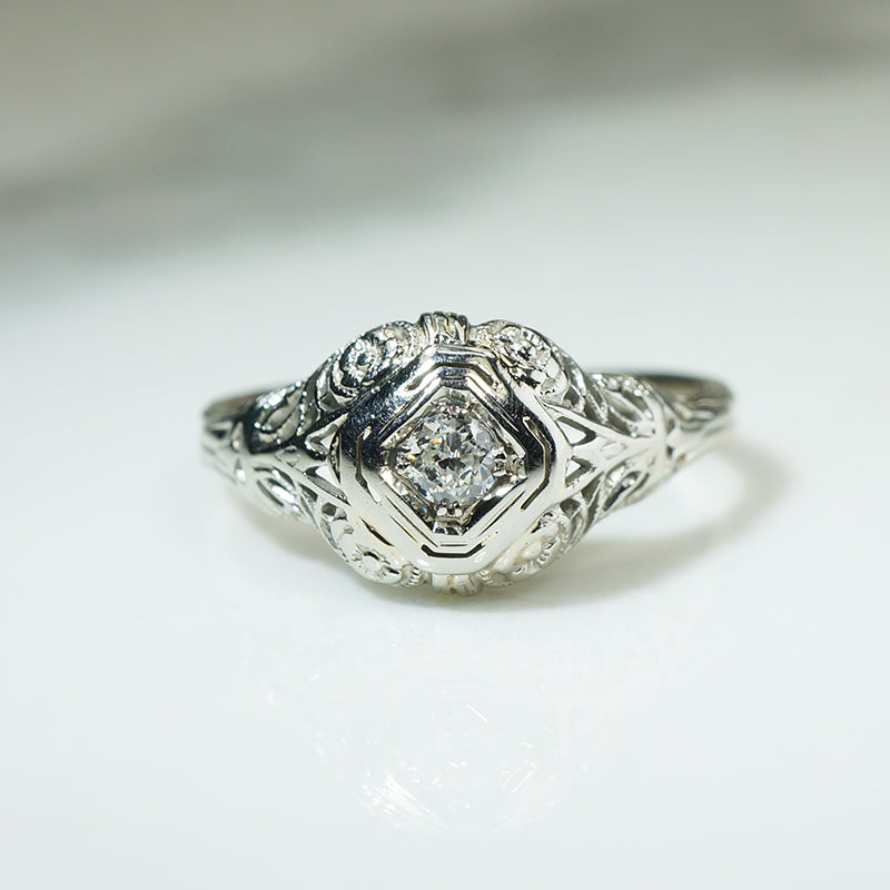 Flowers and Filigree OMC Diamond Ring