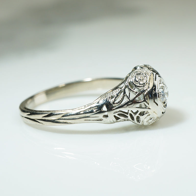 Flowers and Filigree OMC Diamond Ring