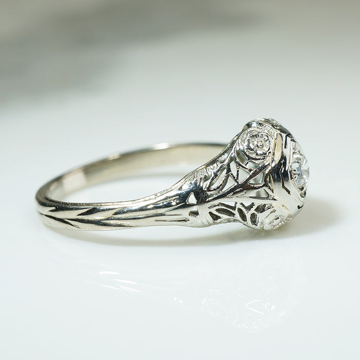 Flowers and Filigree OMC Diamond Ring