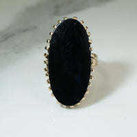 Bold 1960s Onyx and Gold Ring