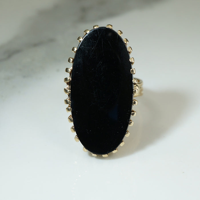 Bold 1960s Onyx and Gold Ring