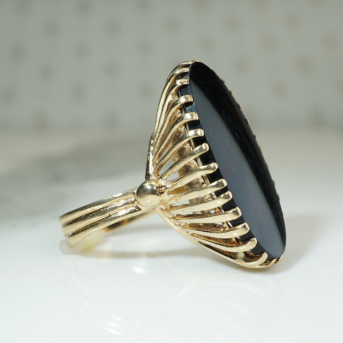 Bold 1960s Onyx and Gold Ring