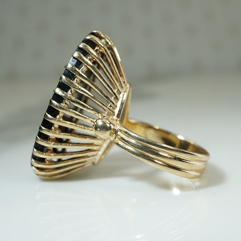 Bold 1960s Onyx and Gold Ring