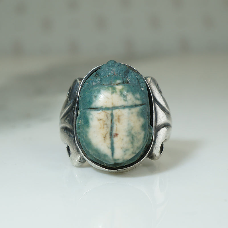 Silver Scarab Signed Kalo Ring