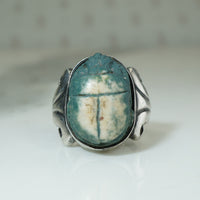 Silver Scarab Signed Kalo Ring