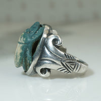 Silver Scarab Signed Kalo Ring