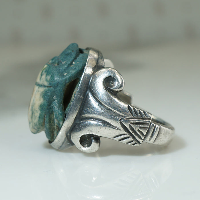 Silver Scarab Signed Kalo Ring