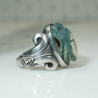 Silver Scarab Signed Kalo Ring