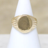 Sophisticated Grooved 10k Gold Signet Ring