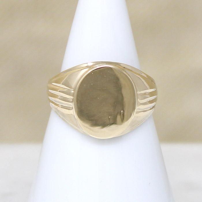 Sophisticated Grooved 10k Gold Signet Ring