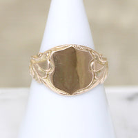 Edwardian 10k Gold Signet Ring with Foliate Motif