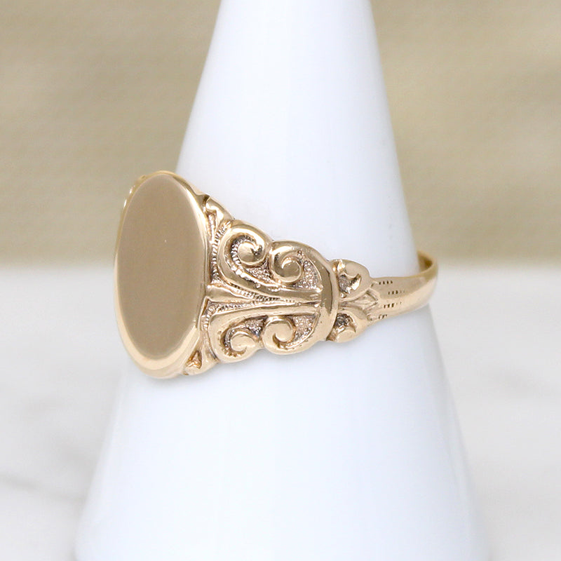 Corinthian Column 10k Gold Signet Size 9.25