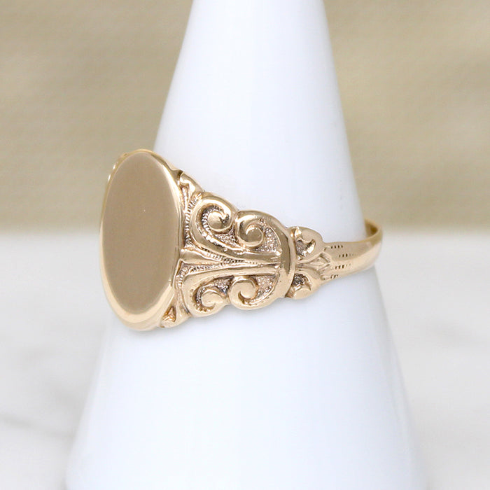 Corinthian Column 10k Gold Signet Size 9.25