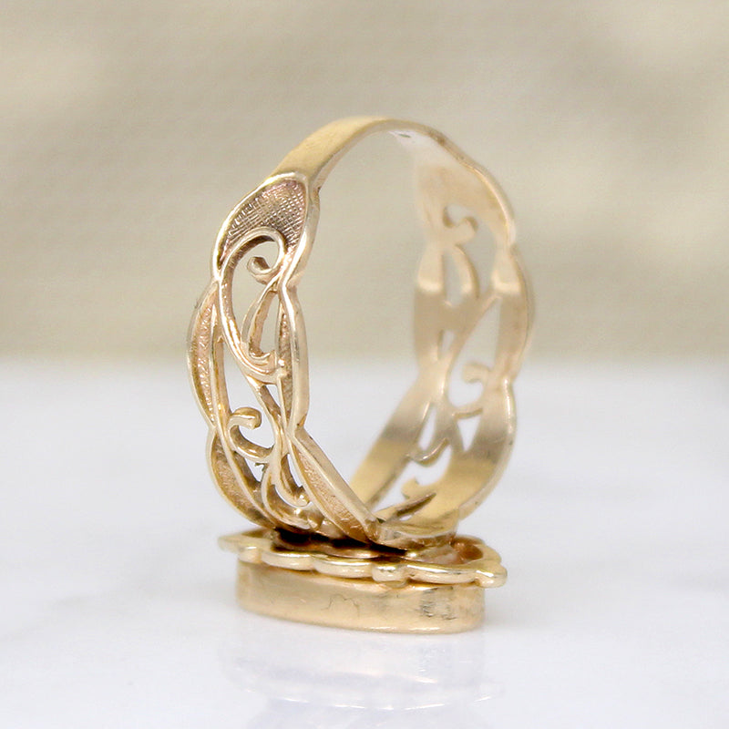 Personalized 10k Gold Signet with Diamond