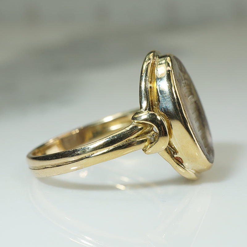 Rock Crystal 19th Century Family Crest Ring