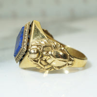 Bold Gold and Lapis Egyptian Revival Ring