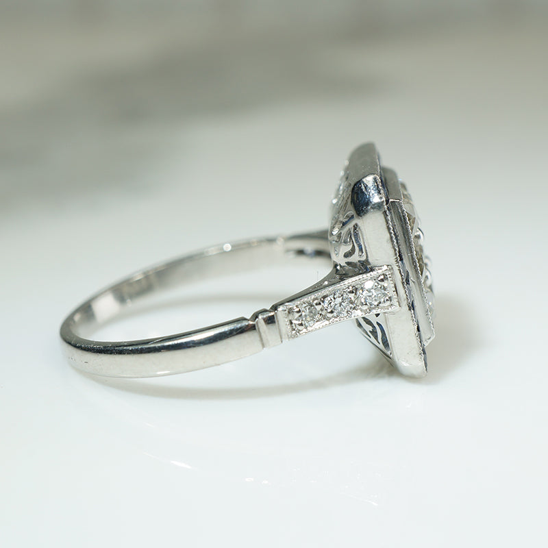 Old Mine French Cut Diamonds with Sapphires in Platinum