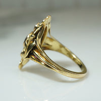Stunning Arts & Crafts 18k Gold Sapphire & Old Mine Diamond Ring
