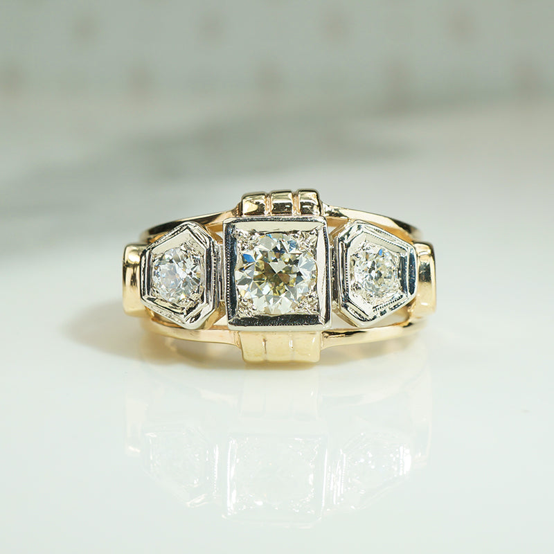 Retro Fabulous Gold and Diamond Ring