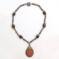 Goldstone & Silver Necklace with Incredible Beads