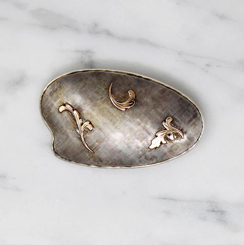 Fascinating Mid Century Gold on Silver Brooch