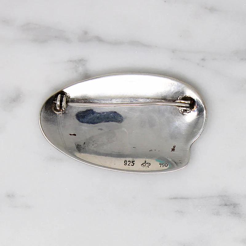 Fascinating Mid Century Gold on Silver Brooch