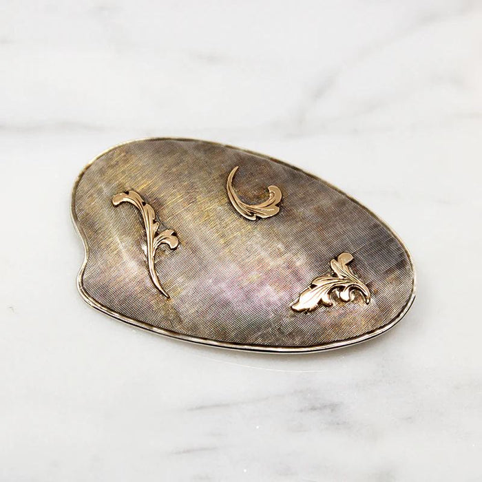 Fascinating Mid Century Gold on Silver Brooch