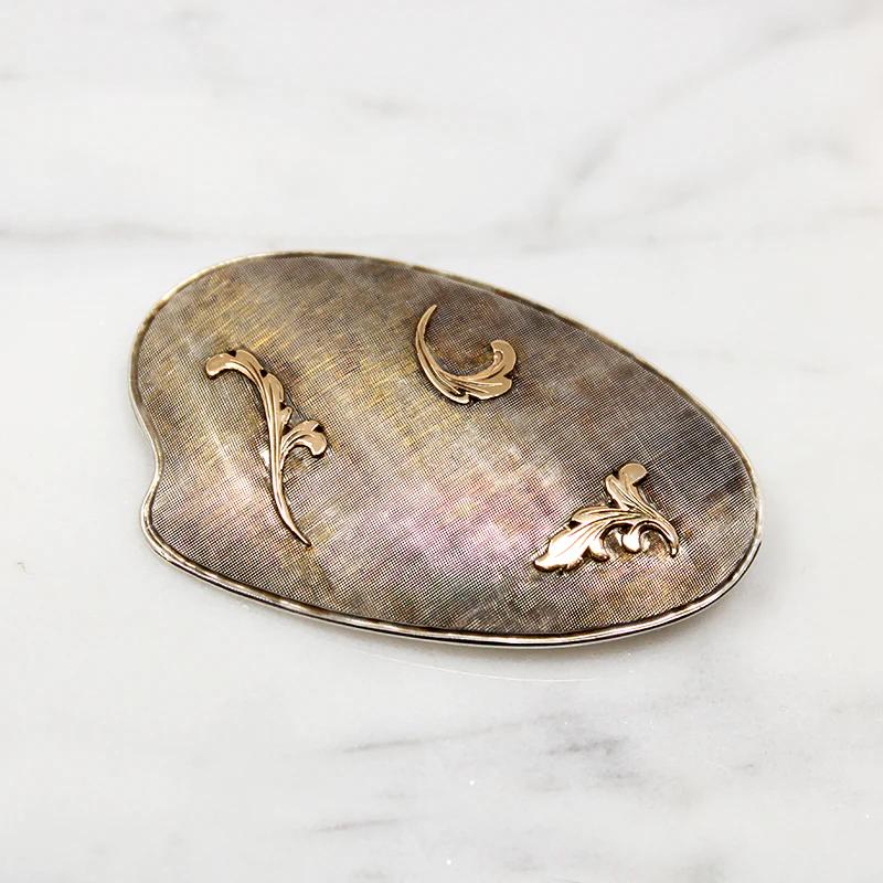 Fascinating Mid Century Gold on Silver Brooch