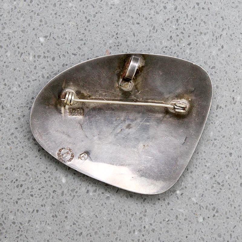 Colorful Shell Inlay in Sterling Silver Bird Brooch
