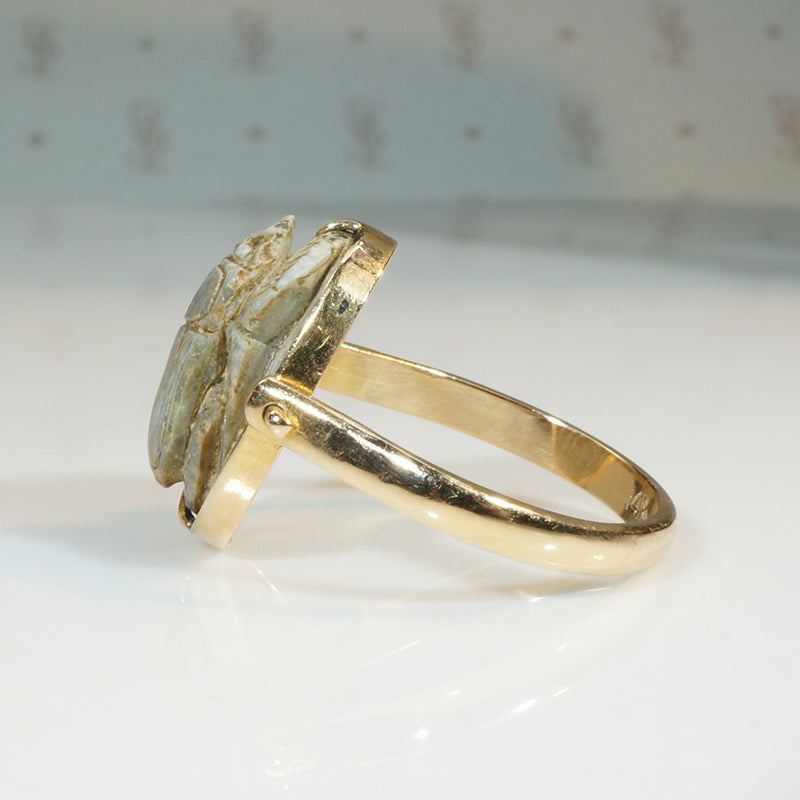 Gold Scarab Swivel Hoop Ring
