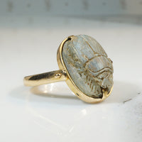 Gold Scarab Swivel Hoop Ring