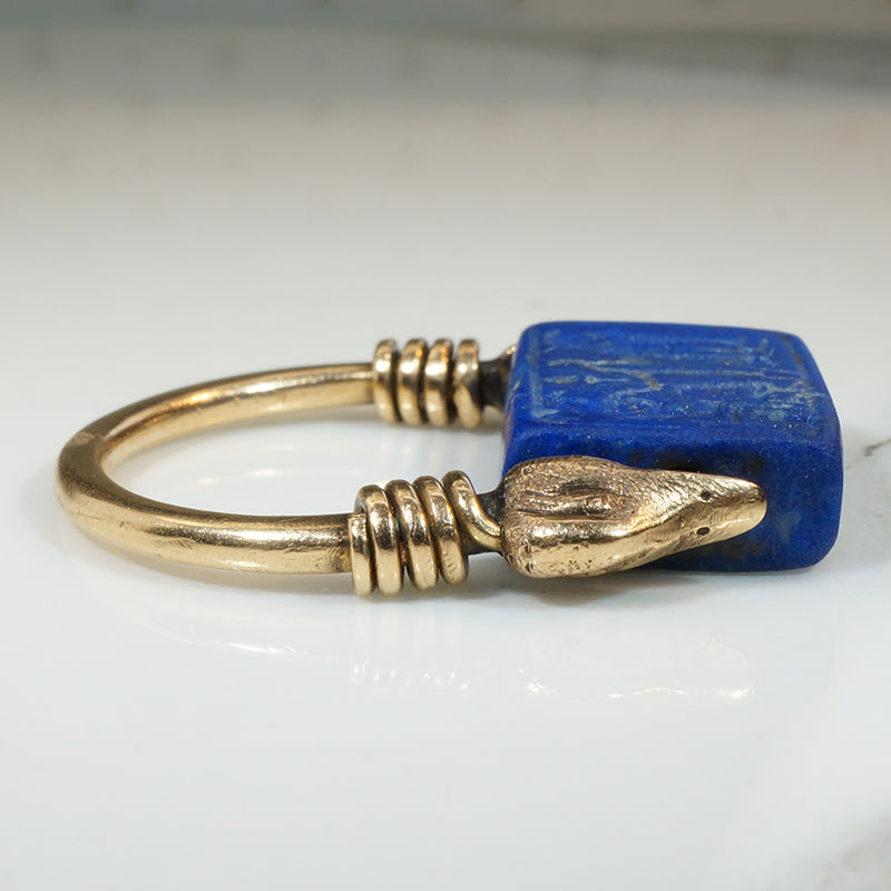 Ancient Egyptian Lapis Duck Heads Ring