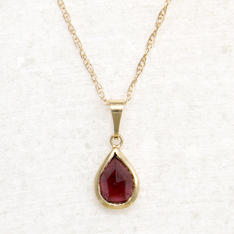 Decadent Antique Rose Cut Garnet in Gold Pendant