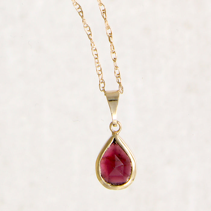 Decadent Antique Rose Cut Garnet in Gold Pendant