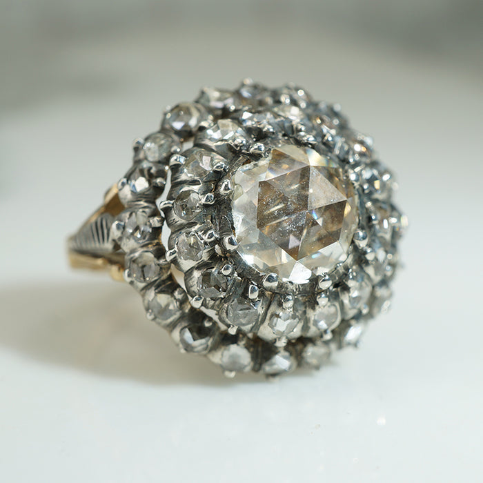Magnificent Large Original Antique Rose Cut Diamond Ring