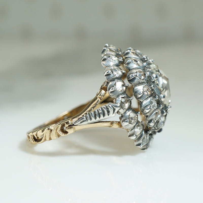 Magnificent Large Original Antique Rose Cut Diamond Ring