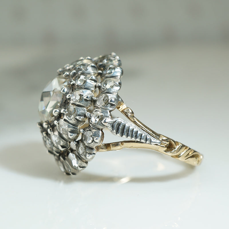Magnificent Large Original Antique Rose Cut Diamond Ring